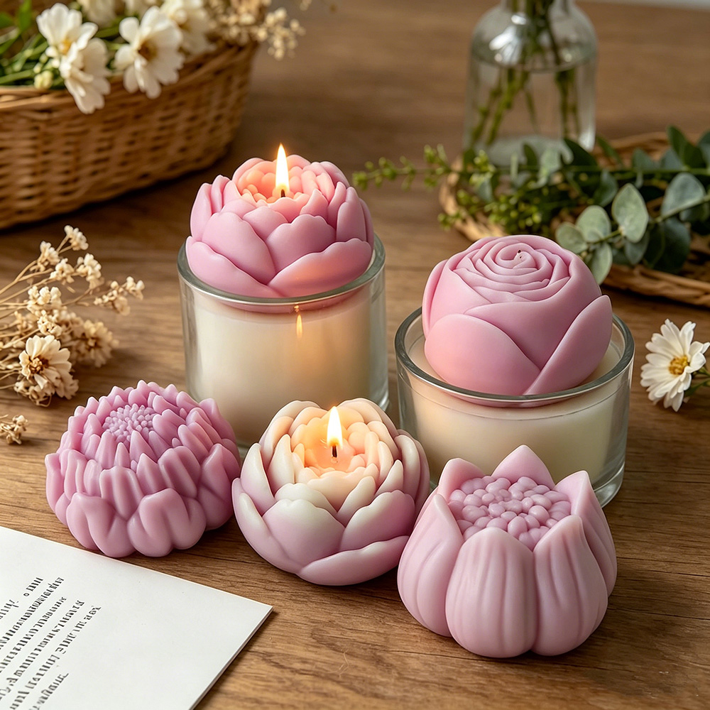 Candle Making Course - 3D Blumen Silikonform Pfingstrose Rose Lotus